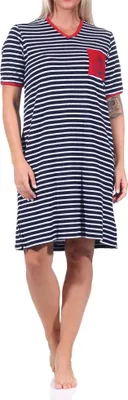 Produktbild von Maritimes kurzarm Frottee Damen Nachthemd Strandkleid mit Anker Motiv - 122 214 93 920 ; marine , 36-38