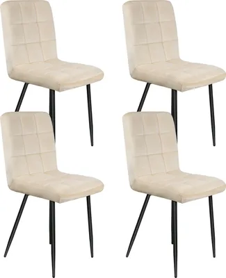 Produktbild von 4er Set Esszimmerstühle Küchenstuhl Polsterstuhl Sitzfläche aus Samt mit Rückenlehne für Küche Esszimmer Beige