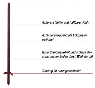 Produktbild von horizont Winkelstahlpfahl I 120 cm I rot I 10 Stück