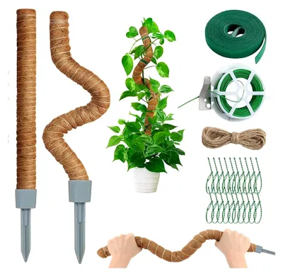 Produktbild von Moosstab 2er Set 100 cm, Pflanzenstütze für Monstera und Kletterpflanzen, Zubehör inklusive