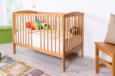 Produktbild von Gitterbett / Kinderbett Kiefer massiv Vollholz Erlefarben 103, inkl. Lattenrost - 60 x 120 cm (B x L)