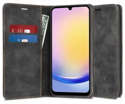 Produktbild von Techsuit Confy Book Wallet Klapphülle für Samsung Galaxy A25 - Schwarz