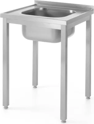 Produktbild von Stahl-Arbeitstisch mit einem Waschbecken 600 x 600 mm - Hendi 811849