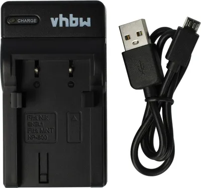 Produktbild von vhbw USB-C Ladegerät kompatibel mit Nikon Coolpix 4300, 995, 5000, 4500, 5700, 5400, 8700, 775, 885, 800 Kamera - Ladeschale + USB-C Kabel Ladeanzeige