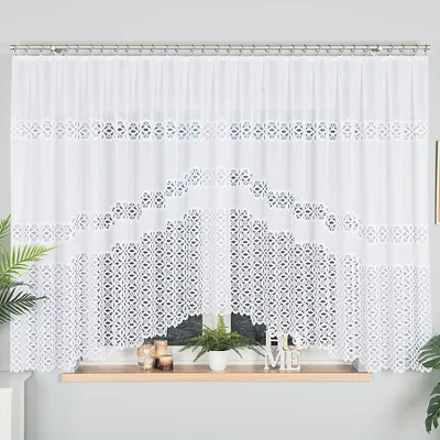 Obrázek produktu pro Dekorační krátká vzorovaná záclona na žabky ADRIANNA 160 bílá 400x160 cm MyBestHome