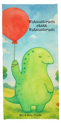 Produktbild von Mr. & Mrs. Panda Handtuch Schildkröte Luftballon Design - Gelb Pastell - Geschenk, Motivationsspruch, Badhandtuch, Motivation, Duschtuch, Badelaken, Strandtuch