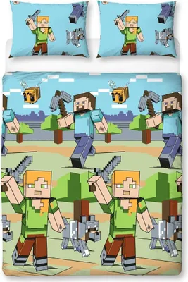 Produktbild von Minecraft - Bettwäsche-Set "Adventure" wendbar AG3005 (Doppelbett) (Blau/Grün)