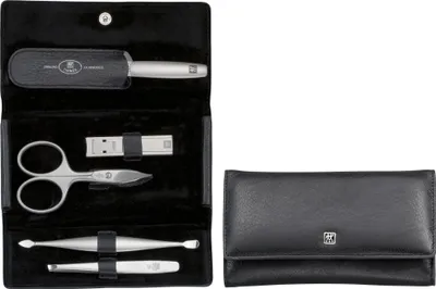 Obrázok produktu pre Zwilling Beauty Premium manikúrová sada 5-dielna. Pravá koža, čierna