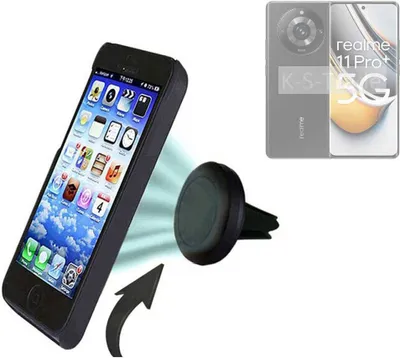 Produktbild von K-S-Trade Kompatibel mit Realme 11 Pro+ Auto Handy Halterung KFZ Halter Lüftungsgitterhalterung Air Vent mount Smartphone Halter