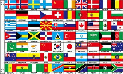 70 Länder Flaggen der Welt, 5 x 3 FT, Polyester, mit Ösen