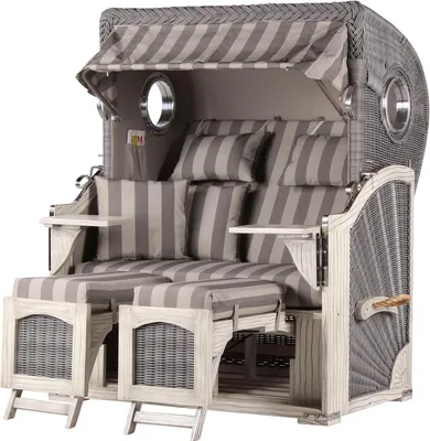 Produktbild von Strandkorb-Set - bene living - Ammersee Mahagoni - PE koboo grey - Modell 537 - inkl. Liftersystem