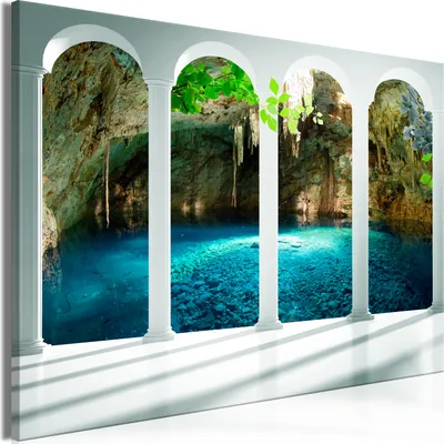 Produktbild von Modernes Wandbild Fensterblick 90x60 - 1 Teile Bilder Fotografie auf Vlies Leinwand Foto Bild Dekoration Wand Bilder Kunstdruck Natur c-C-0356-b-a