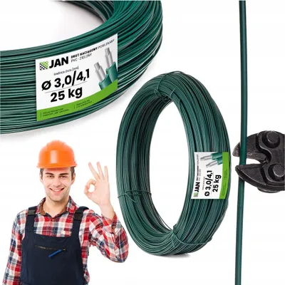 Image de Fil de tension - Fil métallique - Fil métallique revêtu - Vert - 4,1 mm - 25 kg - 350 m – Résistant à la corrosion