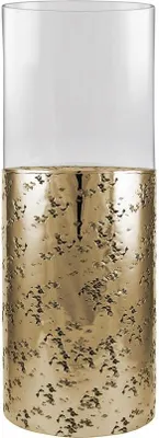 Produktbild von Kaheku Windlicht Loukia antik gold Aluminium mit Glasaufsatz, Durchmesser 16 cm, Höhe 25 cm  99990367