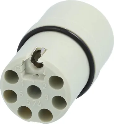 Produktbild von HARTING R15 Crimp-Kontakteinsatz Stift Crimpanschluss, Polzahl 7+PE 250V, 10A, Farbe kieselgrau RAL 7032 - 1 Stück