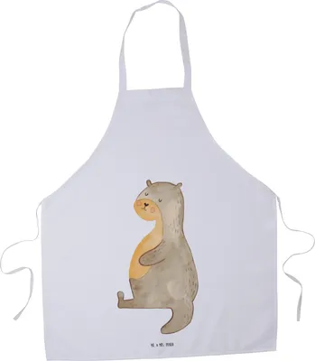 Produktbild von Mr. & Mrs. Panda Schürze Otter Bauch - Weiß - Geschenk, Grillschürze, Sportmuffel, voll Gefuttert, dick, Küchenzubehör, Zufrieden, Kochkleidung, Satt, Essen. Foodlover