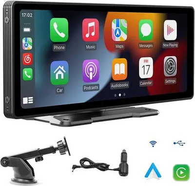 Obrázok produktu pre Autodisplej s CarPlay a Android Auto, 9,3-palcový HD dotykový displej, určený na použitie v aute, podpora zadnej kamery s rozlíšením 1080p a Bluetooth/AUX/FM rádio