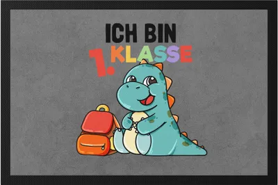 Produktbild von Ich Bin 1. Klasse Fußmatte  Süßes Dino Motiv T-Rex Schulkind Einschulung Geschenk