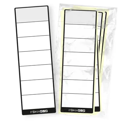 Produktbild von itenga 10x Ordneretikett Schwarz Rückenetikett zum Aufkleben 6,0 x 19,0 cm aus Haftpapier