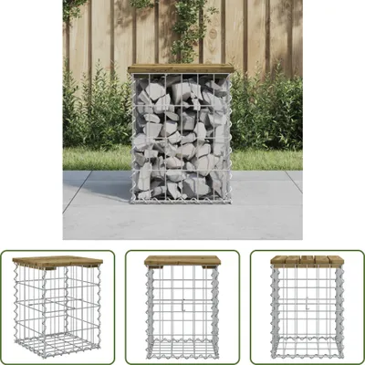 Immagine prodotto di The Living Store Panca da giardino Gabion 33x31x42 cm in legno di pino impregnato