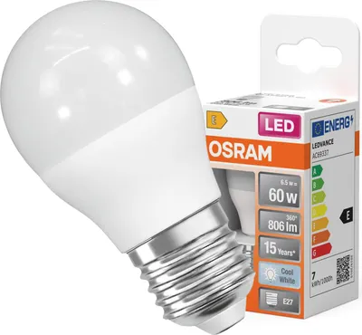 Zdjęcie produktu dla Żarówka LED P45 Kulka E27 6.5W = 60W 806lm 4000K Neutralna 150° STAR CLASSIC Osram