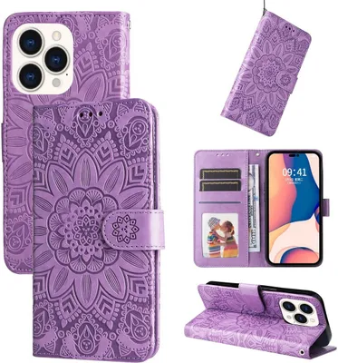 Image de Coque König Design compatible avec l'Apple iPhone 14 Pro, en simili cuir, de couleur violette