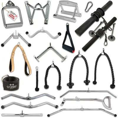 Image de Poignées pour câble, barre de traction et barre pour biceps/triceps, avec mousqueton