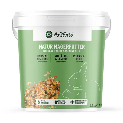 Produktbild von AniForte Natur Nagerfutter 4,5 kg - 100 % natürliches & nährstoffreiches Futter für Kaninchen, Meerschweinchen, Chinchilla, Hamster, & Co.