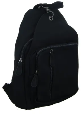 Produktbild von Rucksack R-2021 Schwarz glattes Kunstleder mit Schnalle 24x35x9 cm (B x H x T)