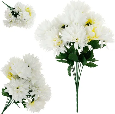 Obrázek produktu pro Cv23704-1 Kytice Chryzantém 12 Květin Umělá Bílá 50Cm