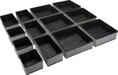Productafbeelding van Opvouwbare opbergset voor ondergoed en kleding - 13 stuks ladeverdelers - grijs
