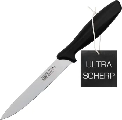 Image de Couteau de cuisine - 12,5 cm - Lame de 12,5 cm - Acier inoxydable - Manche en plastique - Noir