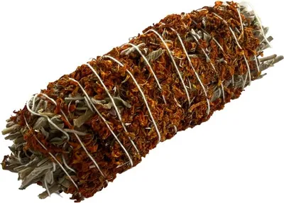 Produktbild von Weißer Salbei 50g Räucherbündel - Smudge Stick Ringelblumen