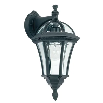 Zdjęcie produktu dla Kinkiet zewnętrzny latarnia dół DRAYTON czarno-przezroczysty 1xE27x60W aluminium wym:41x20x20cm IP44 Endon