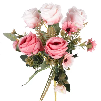 Produktbild von 3 Stück künstliche Rosenblumen, künstliche Pflanzen, Seidenblumenarrangements, Hochzeitssträuße, Dekorationen, Tischaufsätze für Heimdekoration (Hellrosa)