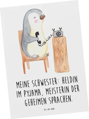 Produktbild von Mr. & Mrs. Panda bildkarte Schwester Heldin - Weiß - Geschenk, herzerwärmende Sprüche, Ansichtskarten, Postkarten, Grußkarte, Geheimsprache, Kunstkarten, Familie