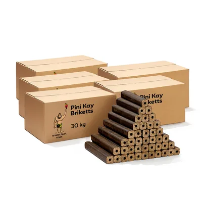 Produktbild von Neandertaler Feuer Holzbriketts PiniKay Hartholzbriketts 150 kg Kaminbriketts Briketts Kamin Ofen Grill Briquettes Brikett Holzbrikett Gluthalter