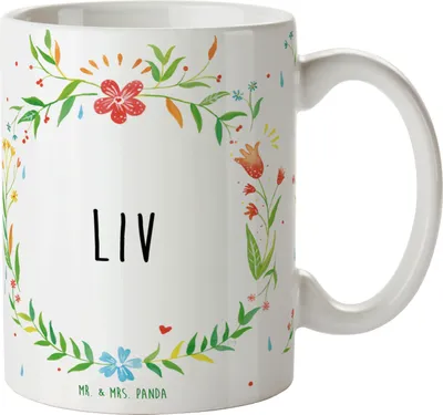 Produktbild von Mr. & Mrs. Panda Kaffeebecher Liv - Geschenk, Kaffeetasse, schöne tasse, Teetasse, Trinkbecher