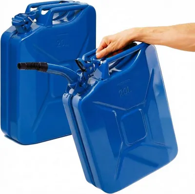 Produktbild von Oxid7® by BW Kraftstoffkanister Metall Benzinkanister 2x 20 Liter mit 2x Ausgießer - Blau RAL 5005 - UN-Zulassung - Hergestellt in Europa