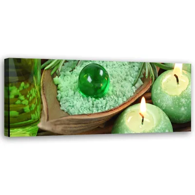 Produktbild von Leinwandbild Zen-Kerze Türkis 150x50 Feeby Türkis bild für die wand bereit zum aufhängen