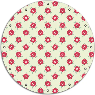 Produktbild von Wallario rundes Outdoor-Poster für Garten oder Balkon, Motiv Muster mit Blüten und Blättern, 90 cm Durchmesser