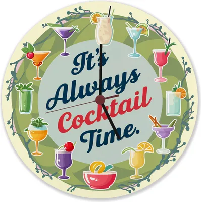 Produktbild von Cocktails Wanduhr aus Alu - Cocktail Time
