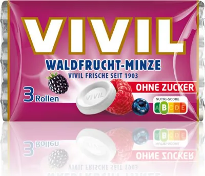 Obrázek produktu pro VIVIL® 2927 VIVIL® Waldfrucht-Minze ohne Zucker Bonbons 84,0 g