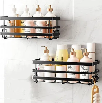 Image de Étagère de Salle de Bain Organiseur Douche Loft Lot de 2 Pièces Noir