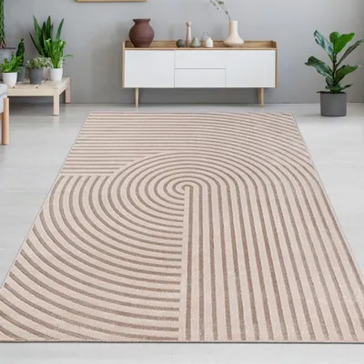 Produktbild von Moderner Teppich Beige Grau mit 3D Struktur und Schimmeroptik Größe - 200 x 290 cm