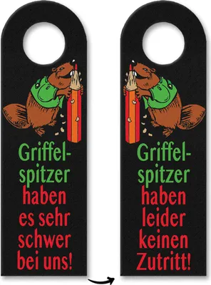 Produktbild von Biber Türhänger 3er Set mit Spruch: Griffelspitzer haben keinen Zutritt!