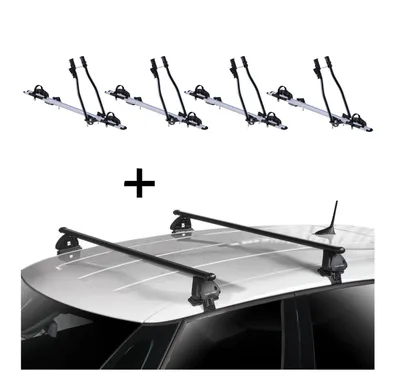 Produktbild von 4x Fahrradträger SAGITTAR + Dachträger VDP EVO Stahl kompatibel mit Fiat 500 3 Türer ab 2007