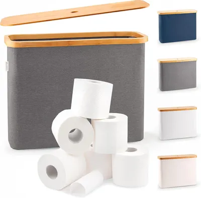 Produktbild von Toilettenpapier Aufbewahrungsbox, 12 Rollen, 45 x 15 x 34.5 cm, grau, für Badezimmer