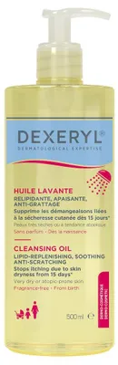 Produktbild von Reinigungsöl, Pierre Fabre, Dexeryl, Behandlung von trockener Haut, atopische Dermatitis, Neurodermitis, deutsche Version, 500ml
