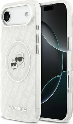 Produktbild von KARL LAGERFELD Tasche passend für IPHONE 17 Air kompatibel mit MagSafe KLHMP17MHMKBKCHOG (IML Glitter K&C Heads Logo) grau